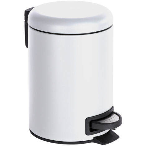 Poubelle WENKO Leman blanche 3L à pédale 2 pièces métal poubelle salle de bain poubelle cosmétique poubelle blanche petite poubelle design poubelle en métal capacité 3 litres idéal pour salle de bain