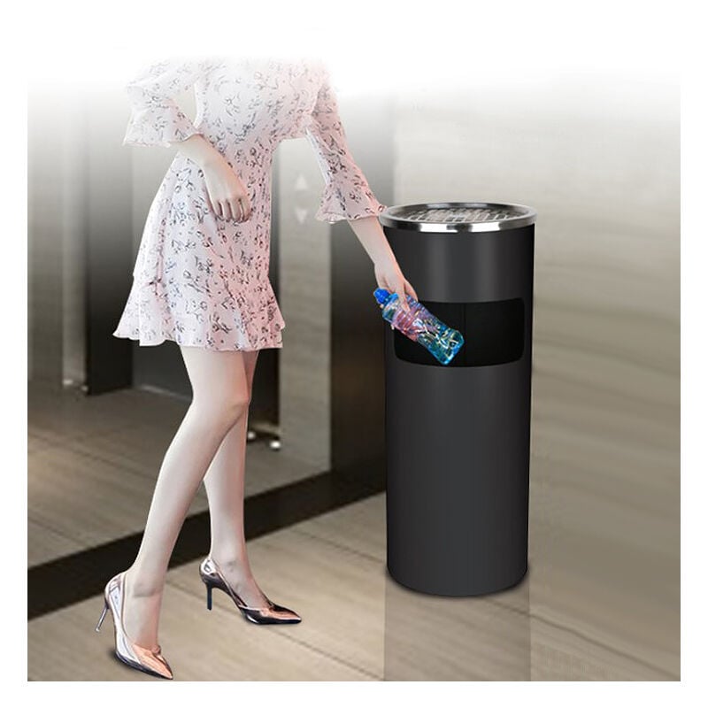 Wyctin - Hofuton Poubelle à cendrier d'hôtel 30 l noir