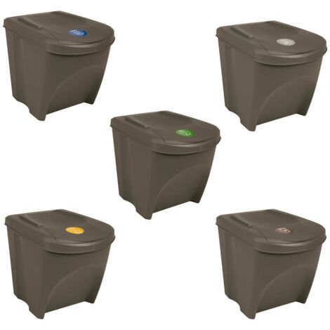 Poubelles à ordures empilables 3 pcs Gris 75 L Polypropylène CFW661737