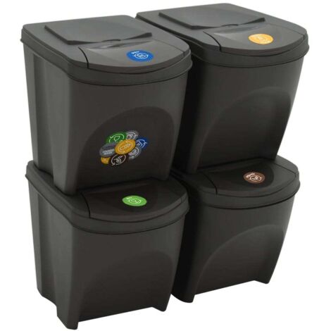 Poubelles à ordures empilables 4 pcs Gris 100 L Polypropylène CFW858935