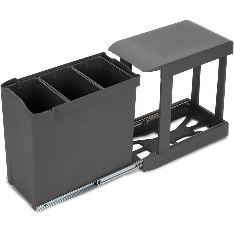 Poubelles de recyclage fixation inférieure et extraction automatique (3 bacs de 10 litres)
