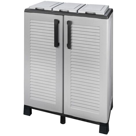 Poubelles de Tri Sélectif 3 Sacs Recyclage Gestion des Déchets – Intérieur Extérieur 68 x 37 x 90 cm INTEC