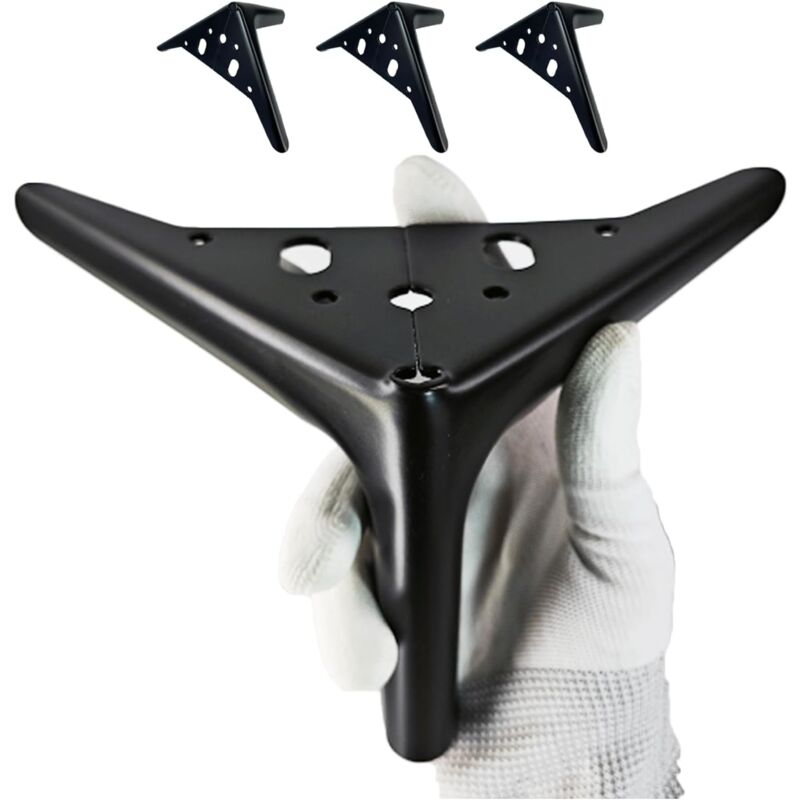 pouces (environ 10,2 cm) Pieds de meubles en métal brossé noir pour armoire, commode, canapé, chaise, table, lit, 4 pièces de remplacement de meubles