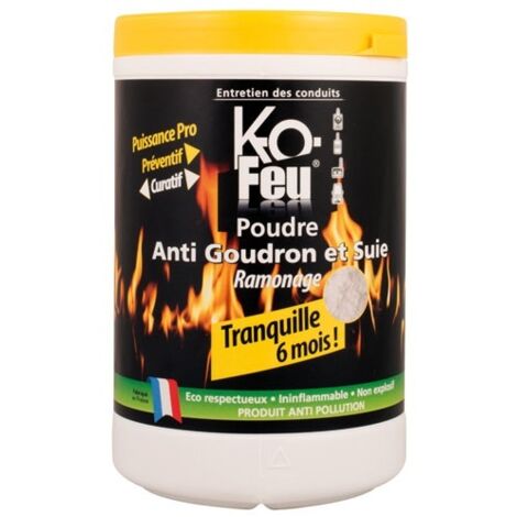 Poudre anti-goudron et suie 800g – Action catalytique ininflammable – Sans soufre ni chlore – Pour ramonage efficace – Kofeu