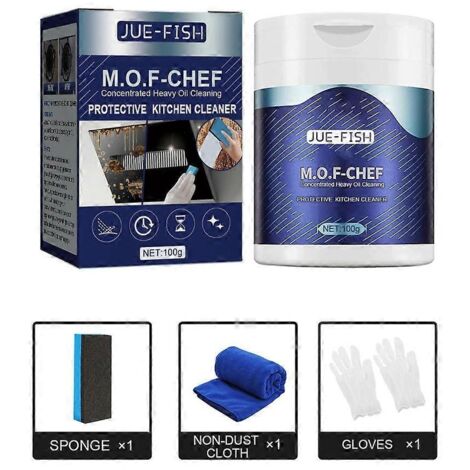 Poudre de Nettoyage Cuisine Concentrée pour Graisses Tenaces avec Gants
