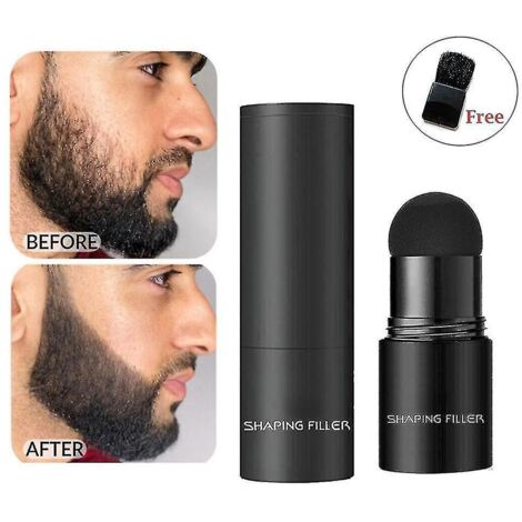 Poudre de remplissage pour barbe, tampon de remplissage pour poils de barbe, tampon imperméable pour réparer et modeler la moustache, stylo à barbe pour hommes - Brun foncé