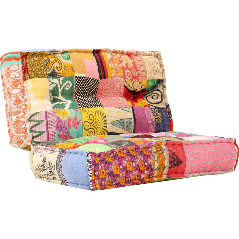 Ilovemono - Pouf 100x100x20 cm Patchwork Tissu