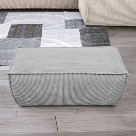 Pouf 102x60x44 cm en velours côtelé gris clair