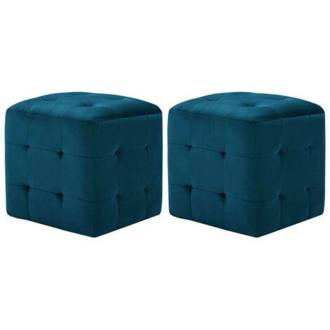 Pouf 2 pz Blu 30x30x30 cm in Velluto vidaXL 484971