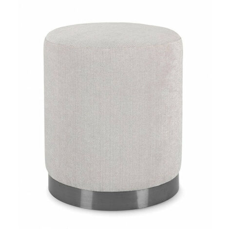 Pouf Ø 35x42 cm Ernestine in Tessuto Grigio Chiaro