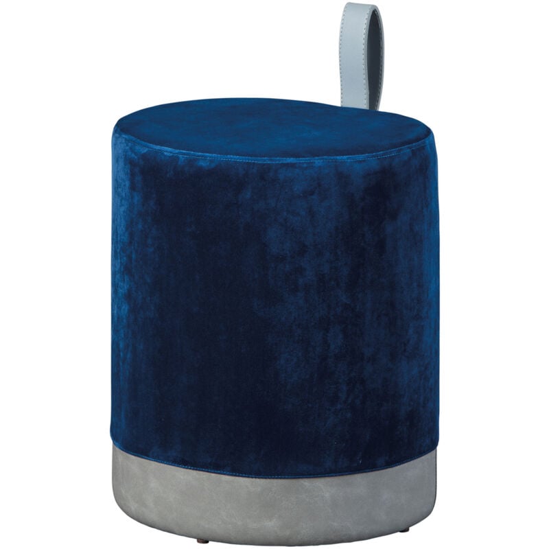 Pouf 38x32,5x43 cm en velours bleu et gris