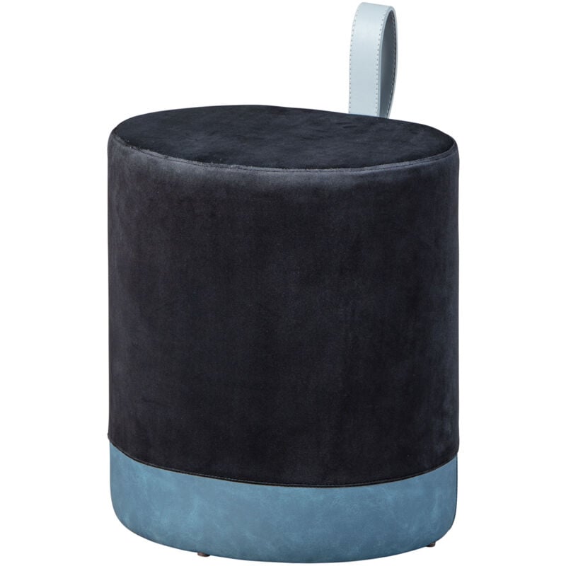 Pouf 38x32,5x43 cm en velours noir et bleu