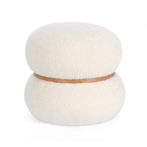 Pouf Ø 43x40 cm Cozy Japandi in Tessuto Bianco