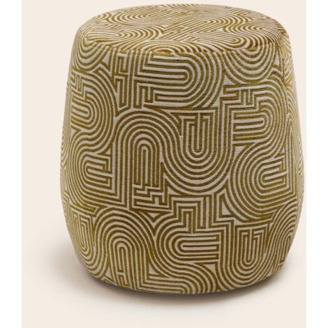 Pouf Ø43xH45 cm MADURA - Ecru et moutarde - LEAH