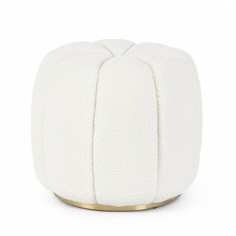 Pouf Ø 44x39 cm Florel in Tessuto Bianco