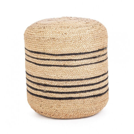 Pouf Ø 45 cm Ankit in Fibre Naturali Nero