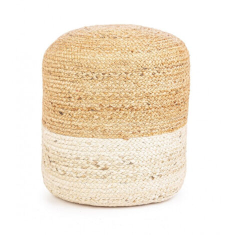 Pouf Ø 45 cm Jalaja in Fibre Naturali Bianco