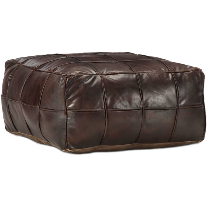Pouf 60 x 60 x 30 cm Marron foncé Cuir véritable de chèvre Vidaxl