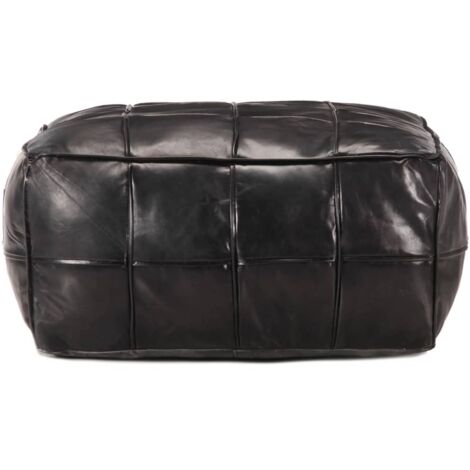 Pouf 60 x 60 x 30 cm Noir Cuir véritable de chèvre CFW309538