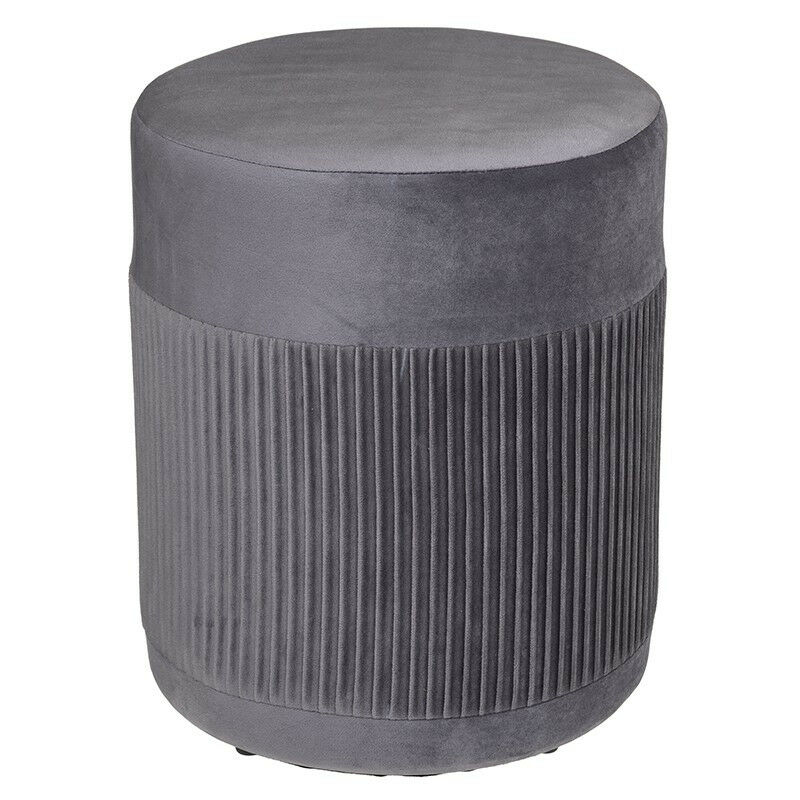 Pouf en velours Nofy gris rond Atmosphera