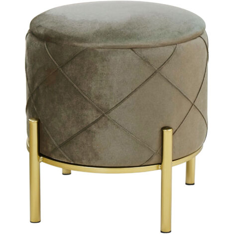Pouf a scomparto rotonda in velluto trapuntato AKORD SAVANA colore Beige