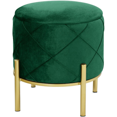Pouf a scomparto rotonda in velluto trapuntato AKORD SAVANA colore Verde bottiglia