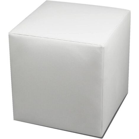 Pouf Accumoli, Forme Cube, Charge Supportée 90 kg Fabrication Italienne, 40x40x42h cm Blanc