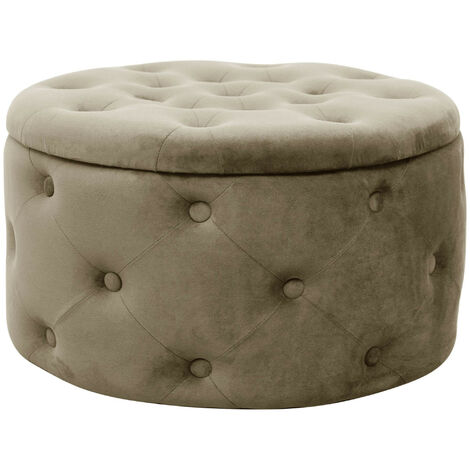 Pouf AKORD ALIA aus Samtstoff mit Stauraum in Beige Durchmesser 55 cm Höhe 30 cm