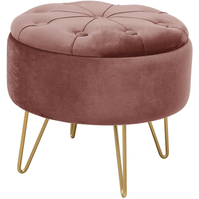 Pouf Akord Caro Aus Samtstoff Mit Stauraum In Rosa Durchmesser 38 Cm Höhe 33 Cm