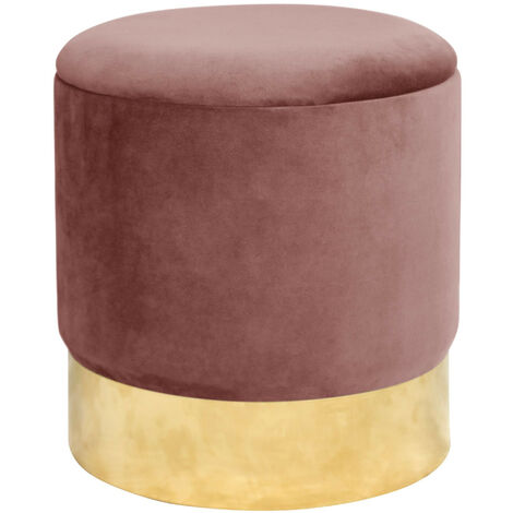 Pouf AKORD GOLDEN aus Samtstoff mit Stauraum in Rosa Durchmesser 39 cm Höhe 40 cm