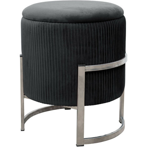 Pouf AKORD PORTO aus Samtstoff mit Stauraum in Schwarz Durchmesser 40 cm Höhe 46 cm