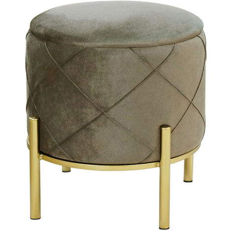 Pouf AKORD SAVANA aus Samtstoff mit Stauraum in Beige Durchmesser 37 cm Höhe 40 cm