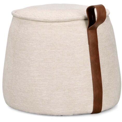 Pouf "Anila" struttura in MDF rivestimento in poliestere per interno -Naturale