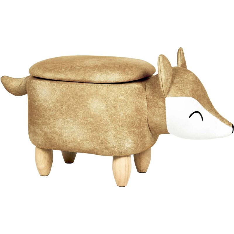 Beliani - Pouf Animal pour Enfant en Forme de Renard en Velours Orange avec Rangement Fox