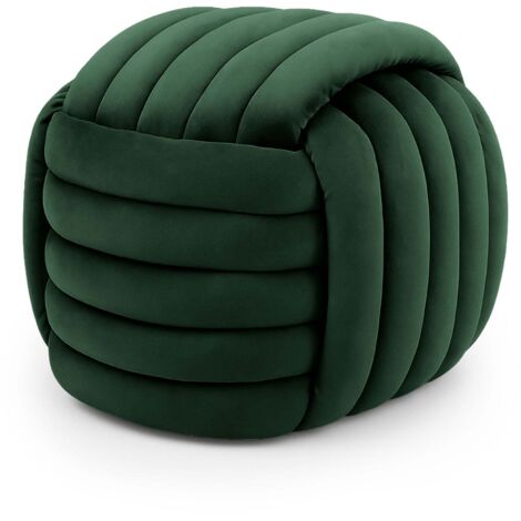 Pouf anudado en terciopelo 53 cm NILO Verde Botella
