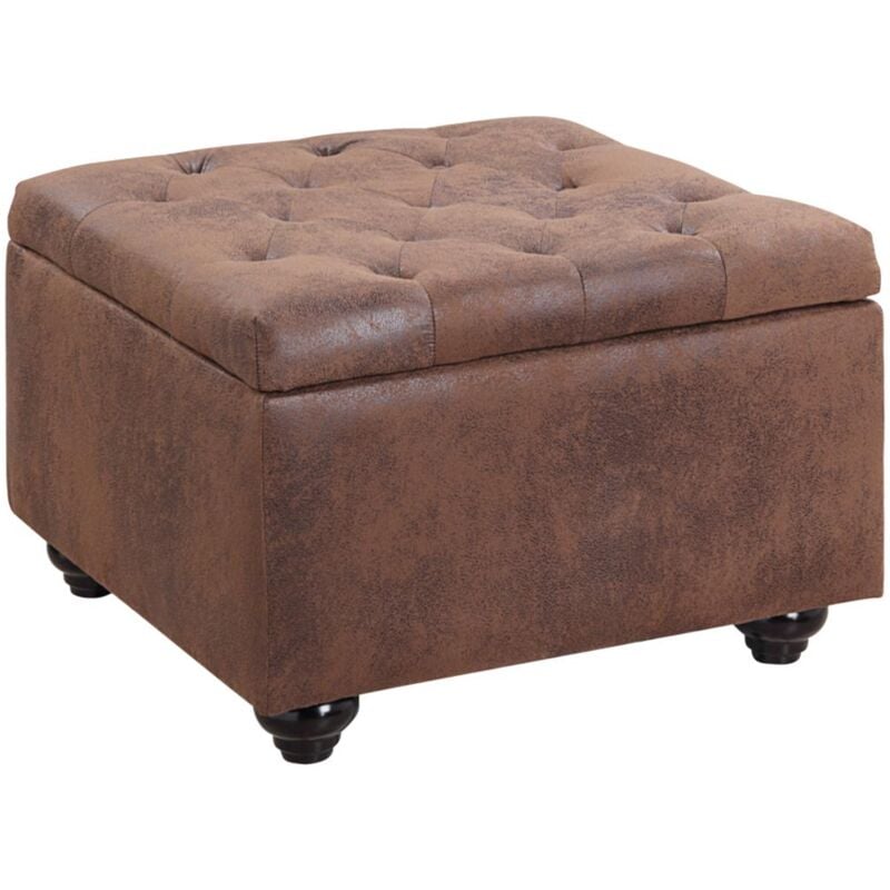 Vente-unique - Pouf avec coffre en microfibre vieillie lomai - Marron