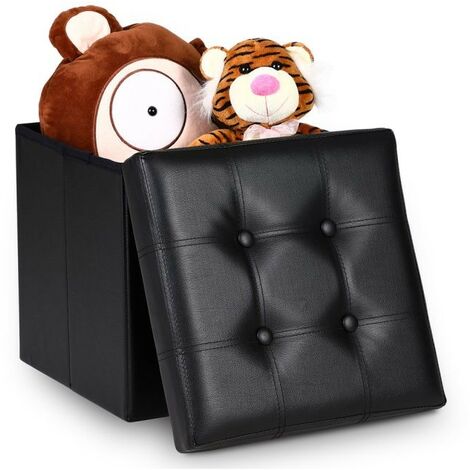 Pouf Avec Rangement Noir pour salon ou chambres. Simili