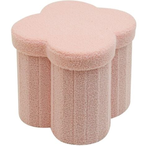 MOBILI REBECCA Pouf avec rangement Rebecca Mobili Hermal 40x40x40 Tissu Polyester MDF Rose Moderne