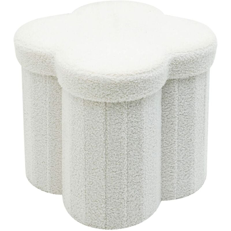 Pouf avec rangement Rebecca Mobili Sufra 40x40x40 Tissu Polyester mdf Blanc Moderne