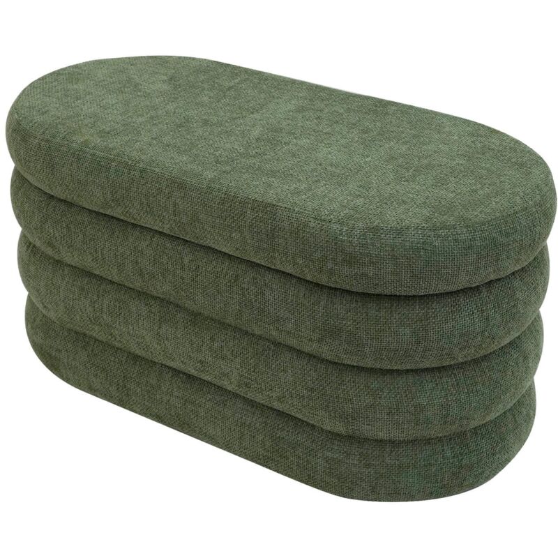 Pouf avec rangement Rebecca Mobili Zeytin 38x76x38 Tissu Polyester mdf Vert Foncé Moderne