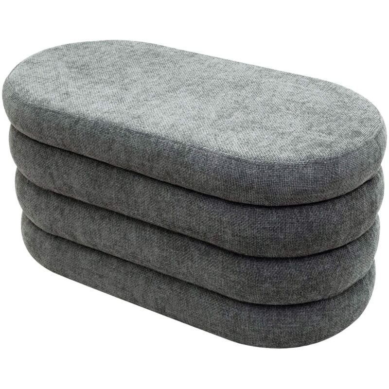 Pouf avec rangement Rebecca Mobili Fagus 38x76x38 Tissu Polyester mdf Gris Moderne