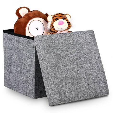 Pouf Avec Rangement Tissu Gris Clair pour salon ou chambres.