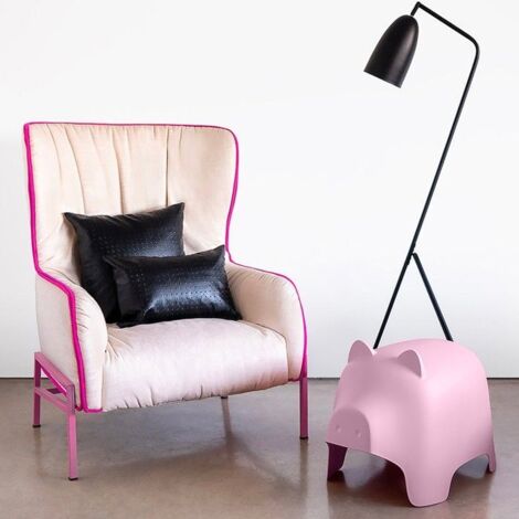 Pouf - BALVI - Cochon empilable - Rose pâle - Polypropylène - 1 place