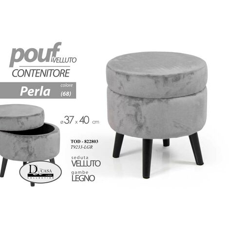 Pouf-Behälter in Perlgrau, der geöffnet werden kann, cm 37 x 40 h