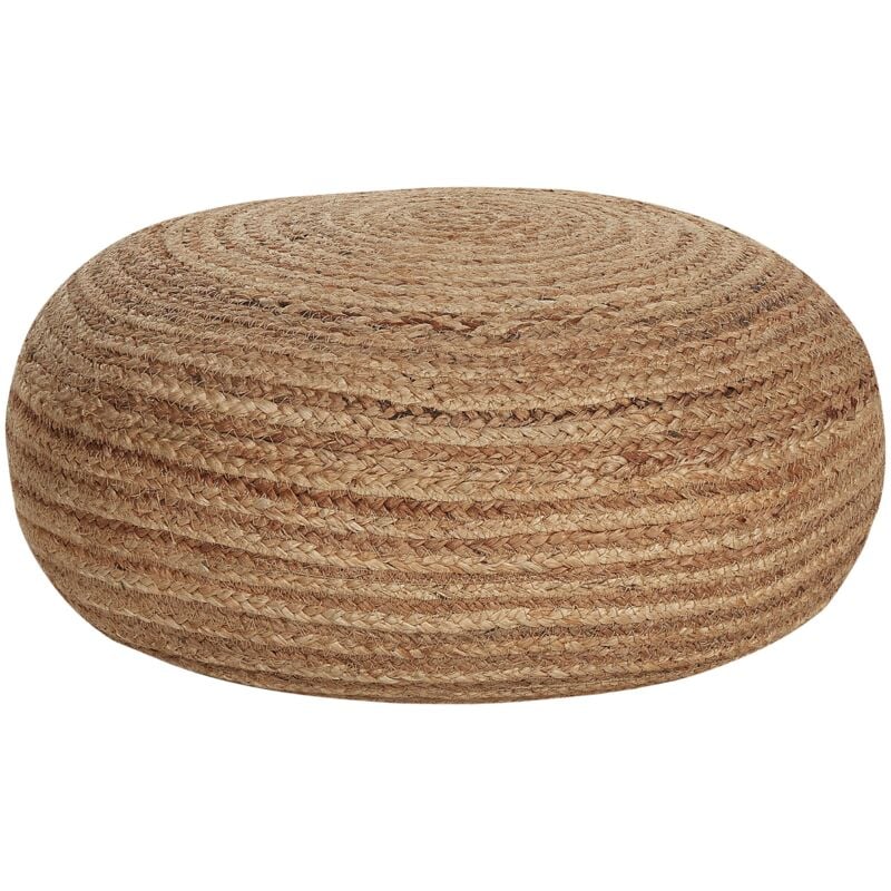 Pouf Rond Style Boho Tressage en Jute ⌀ 50 cm Beige Naturel Tifelt