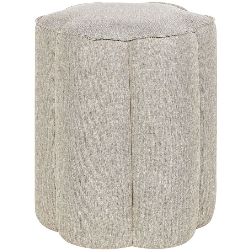 Beliani Pouf Beige Stoffbezug Leinen Blumenform 39 X 39 X 45 Cm Modern Wohnzimmer Schlafzimmer Ausstattung Deko Polsterhocker Sitzhocker Fußhocker