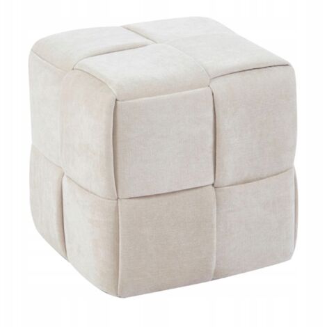 Pouf beige, tessuto intrecciato, MALOY SEDUTA, POUF, POGGIAPIEDI, 38x38cm