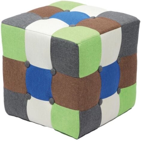 pouf bellahome "patch" in tessuto multicolore, 35x35x35 cm