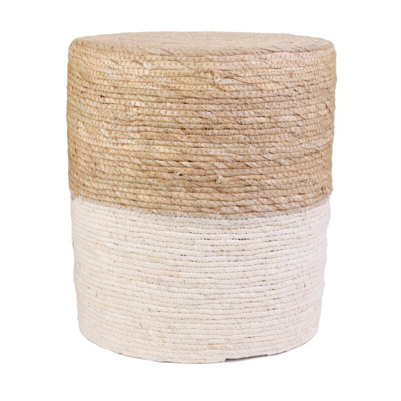 The Home Deco Factory - Pouf en jute beige et naturel pieds bois