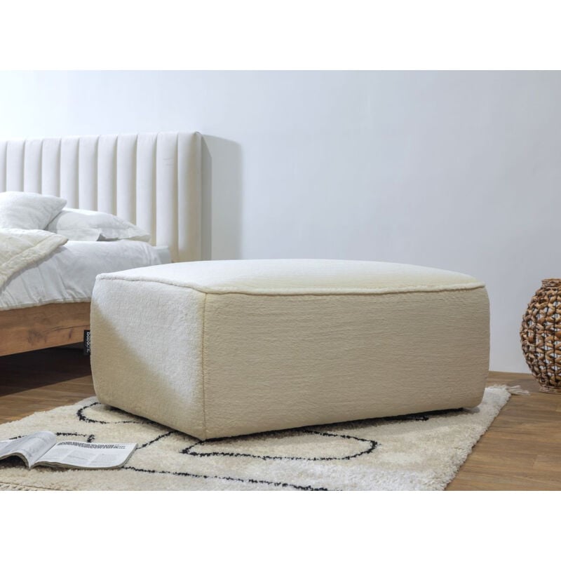Pouf rectangulaire angora Blanc - Bobochic